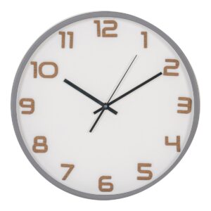 Greenwich Wandklok - Wandklok, grijs, geruisloos uurwerk, rond, ø35 cm